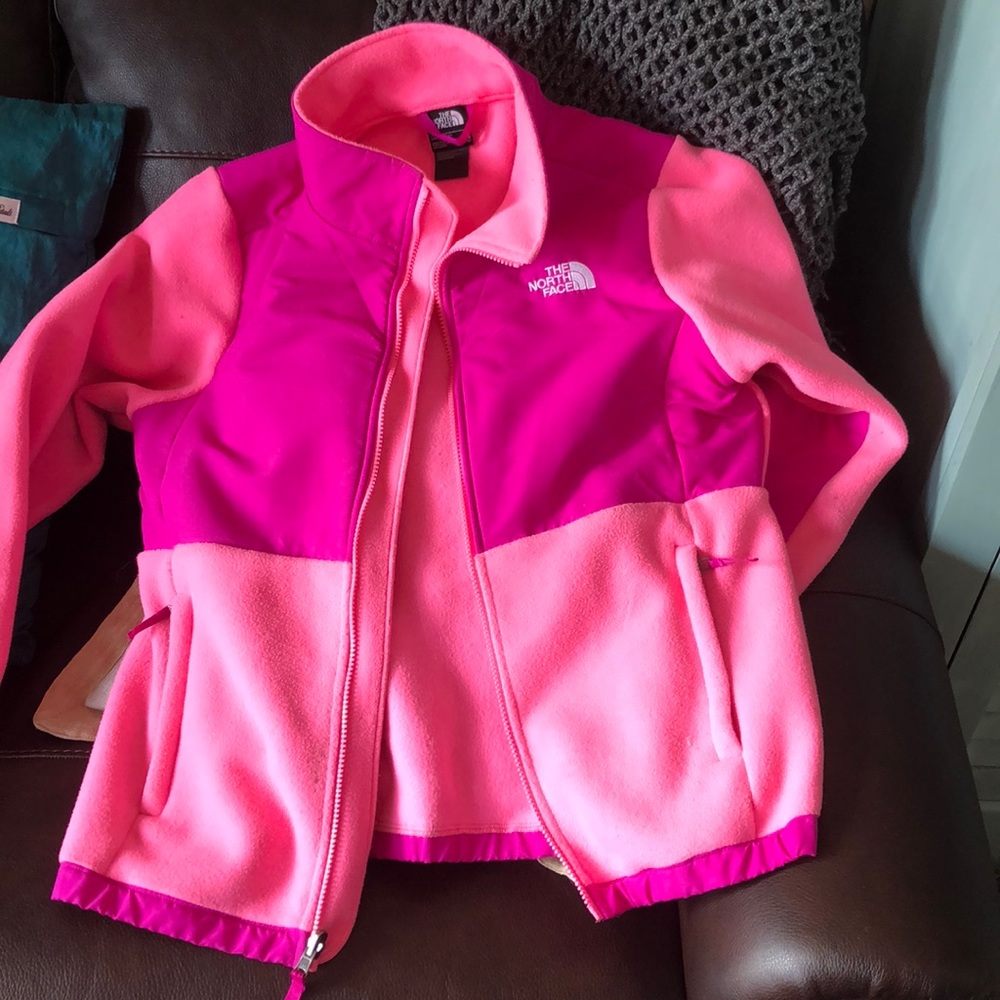 Pink girls fleece north face jacket